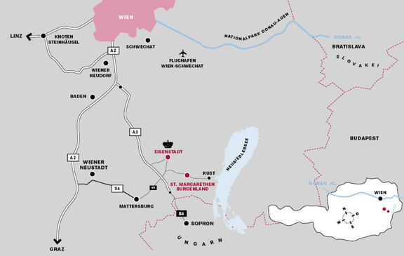 Schematische Darstellung der Landkarte für die grobe Orientierung